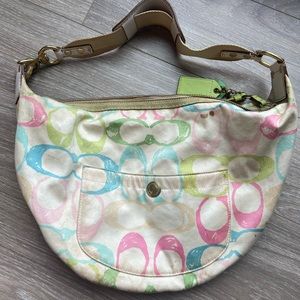 RARE VINTAGE Coach Y2K Hampton hobo multicolor pastel logo shoulder bag